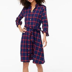 J. Crew Factory Tie-waist Flannel Shirtdress